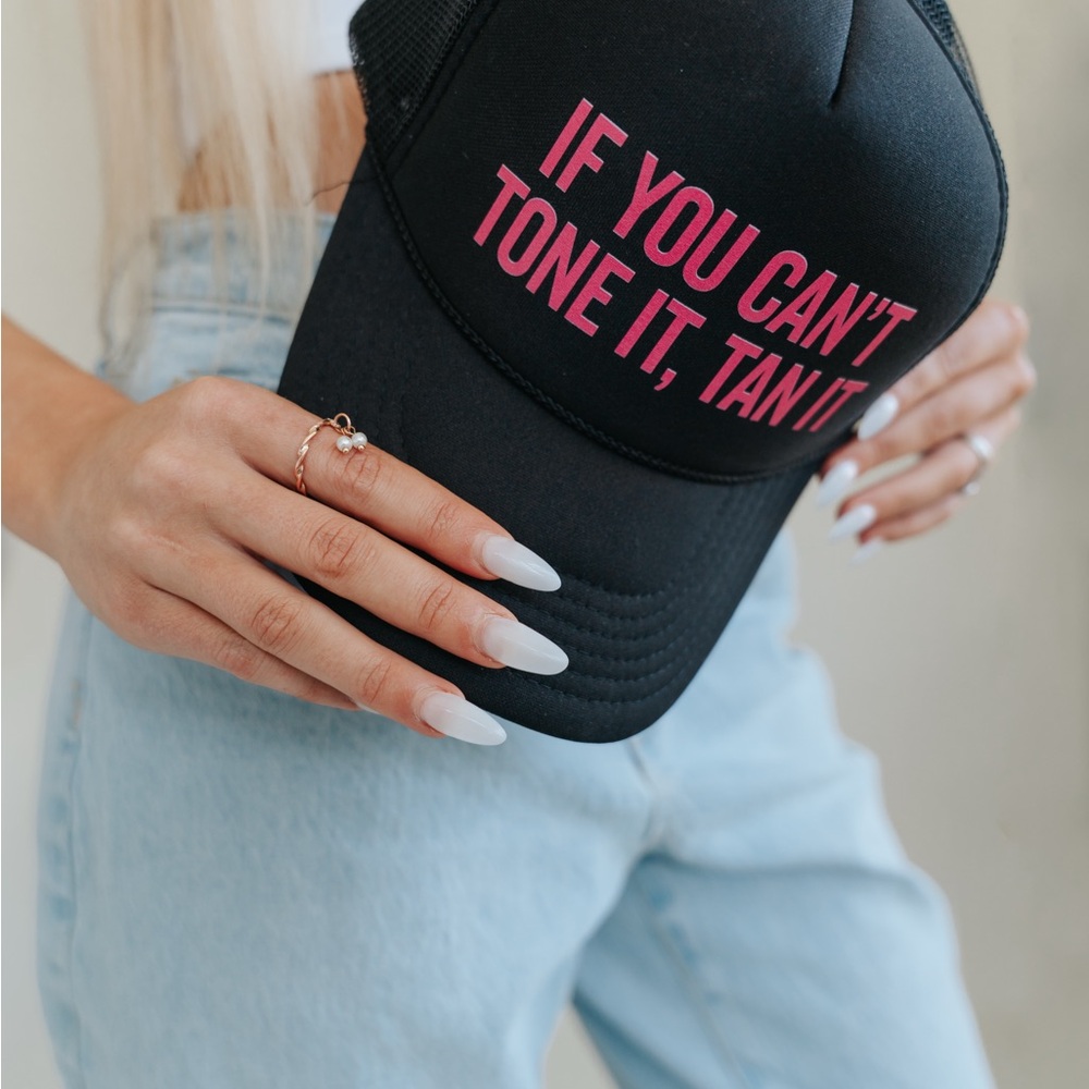 OTTO Black Cap with Pink Slogan